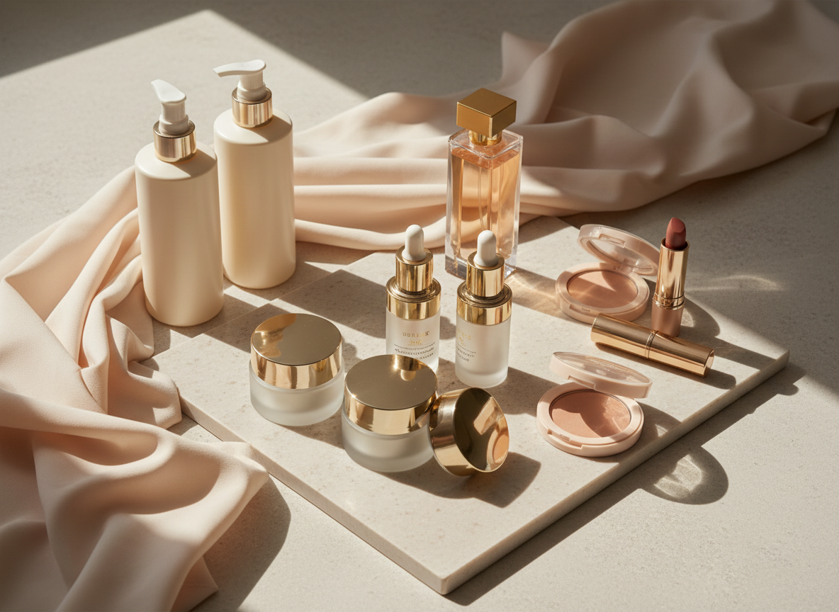 Skincare, haircare, cosmetics and fragrance products arranged for procurement
