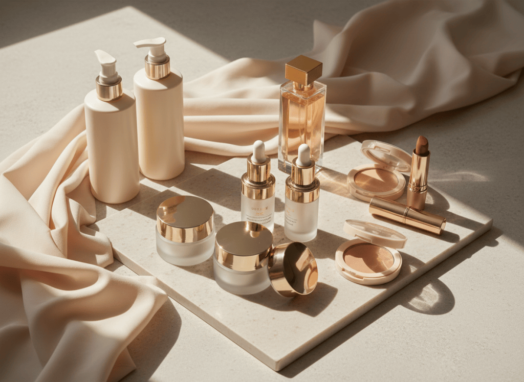 Skincare, haircare, cosmetics and fragrance products arranged for procurement